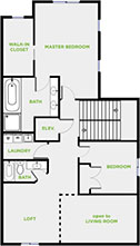 Floorplan, 2 Bedroom (End Unit)
