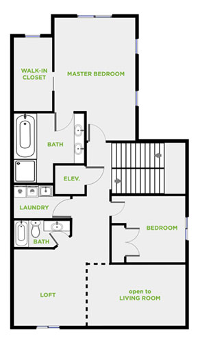 2 Bedroom (End Unit), Level 2