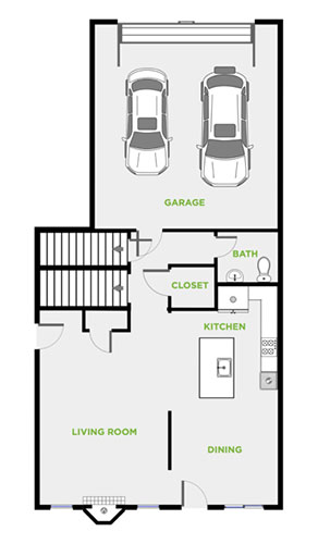 3 Bedroom (End Unit), Level 1
