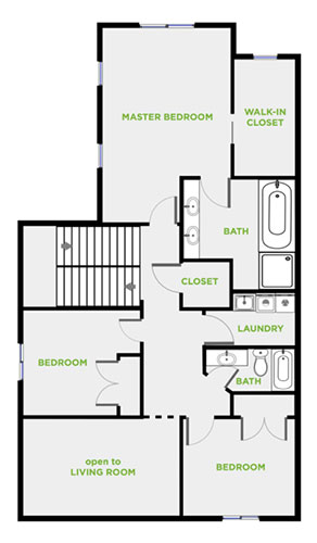 3 Bedroom (End Unit), Level 2
